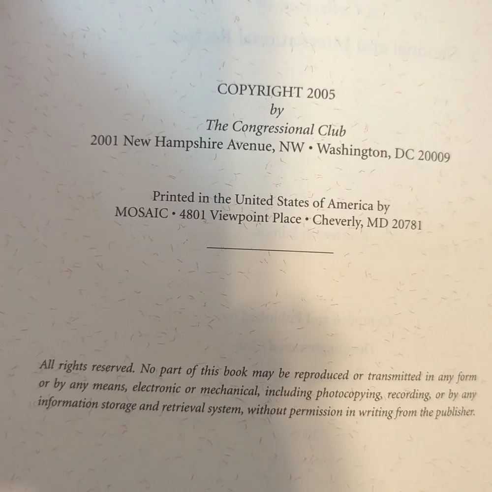 The Congressional Club Cookbook 14th Edition 2005